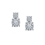 Ladies 14kt White Gold Diamond Cluster Stud Earings. 0.65ct Tw