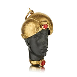 Blackamoor Male Head 18kt Yellow gold with Coral Beads. Vintage