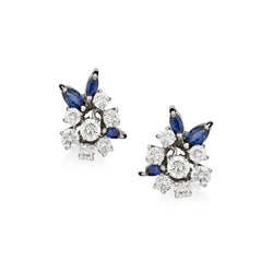 Birks Ladies Diamond and Blue Sapphire Earings. 18kt W/G