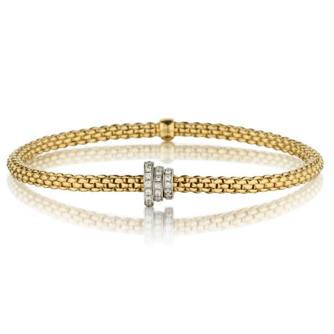 Fope'  "Solo Collection"  Flex It Bracelet. 18kt Y/G with Diamonds