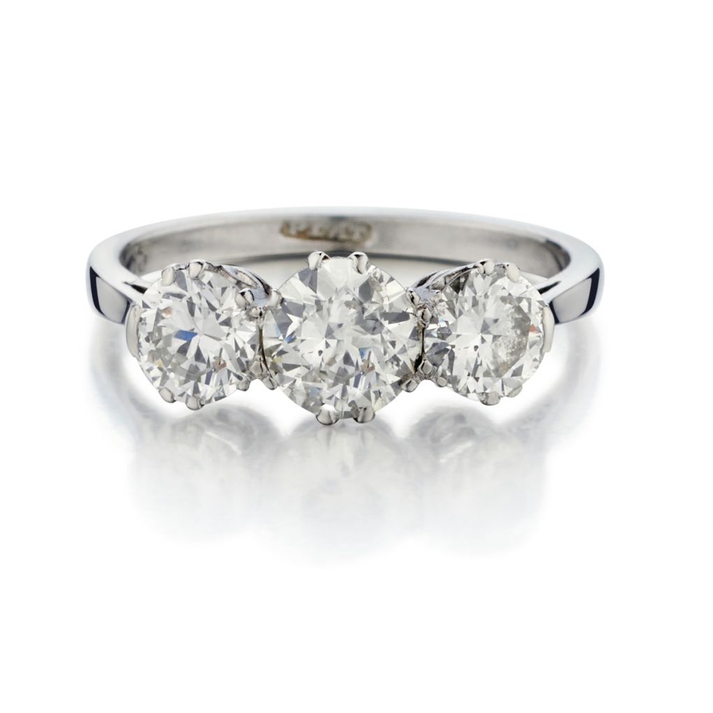 Platinum Victorian 3 Stone Diamond ring.1.65Ctw – Van Rijk