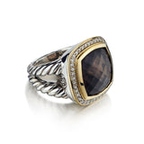 David Yurman Albion Smokey Topaz Ring with Diamonds.