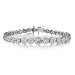 Ladies 18kt W/G Diamond Flower "Tennis Bracelet" Featuring 6.25ct Tw Brilliant Cut Diamonds