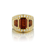 Unisex Large Custom Made 18kt Y/G  Citrine and Diamond Ring.
