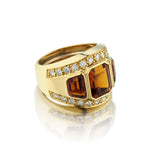 Unisex Large Custom Made 18kt Y/G  Citrine and Diamond Ring.