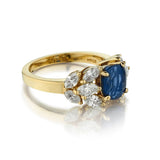Ladies Blue Sapphire and Diamond Cocktail Ring.  2.50ct Oval Blue Sapphire.