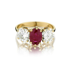 Vintage 18kt Yellow Gold Ruby and Diamond Ring.