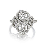 Tiffany & Co Platinum Enchant Double Heart Diamond Ring.