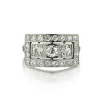 Ladies Platinum Art Deco Large Diamond Plaque Engagement Ring. 1.35ct Tw