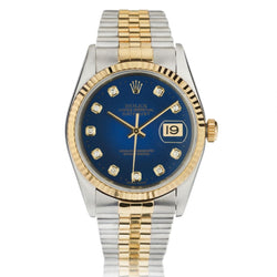 Rolex Oyster Perpetual Datejust Blue Diamond Dial Watch
