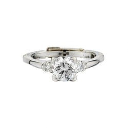 Mid-Century 0.90 Carat Round Brilliant Cut Diamond Engagement Ring