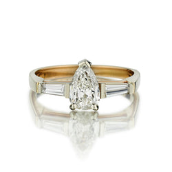 0.75 Carat Natural Pear-Shaped Diamond Yellow Gold Engagement Ring