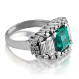 Royal De Versailles Green Emerald, Baguette And Brilliant Cut Diamond Ring