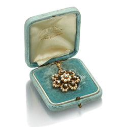 Victorian Era Vintage Seed Pearls/Old-Mine Cut Diamond Pinwheel Brooch/Pendant