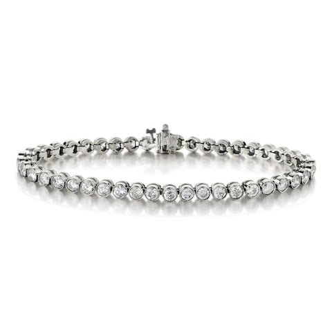 8.00 Carat Total Bezel-Set Round Brilliant Cut Diamond Tennis Bracelet