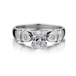 0.57 Carat Natural Oval-Cut Diamond 14KT White Gold Engagement Ring