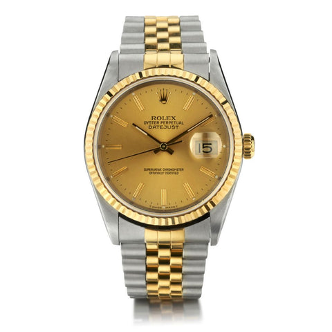 Rolex Oyster Perpetual Datejust Yellow Gold And Steel 36MM Watch. Ref:16233