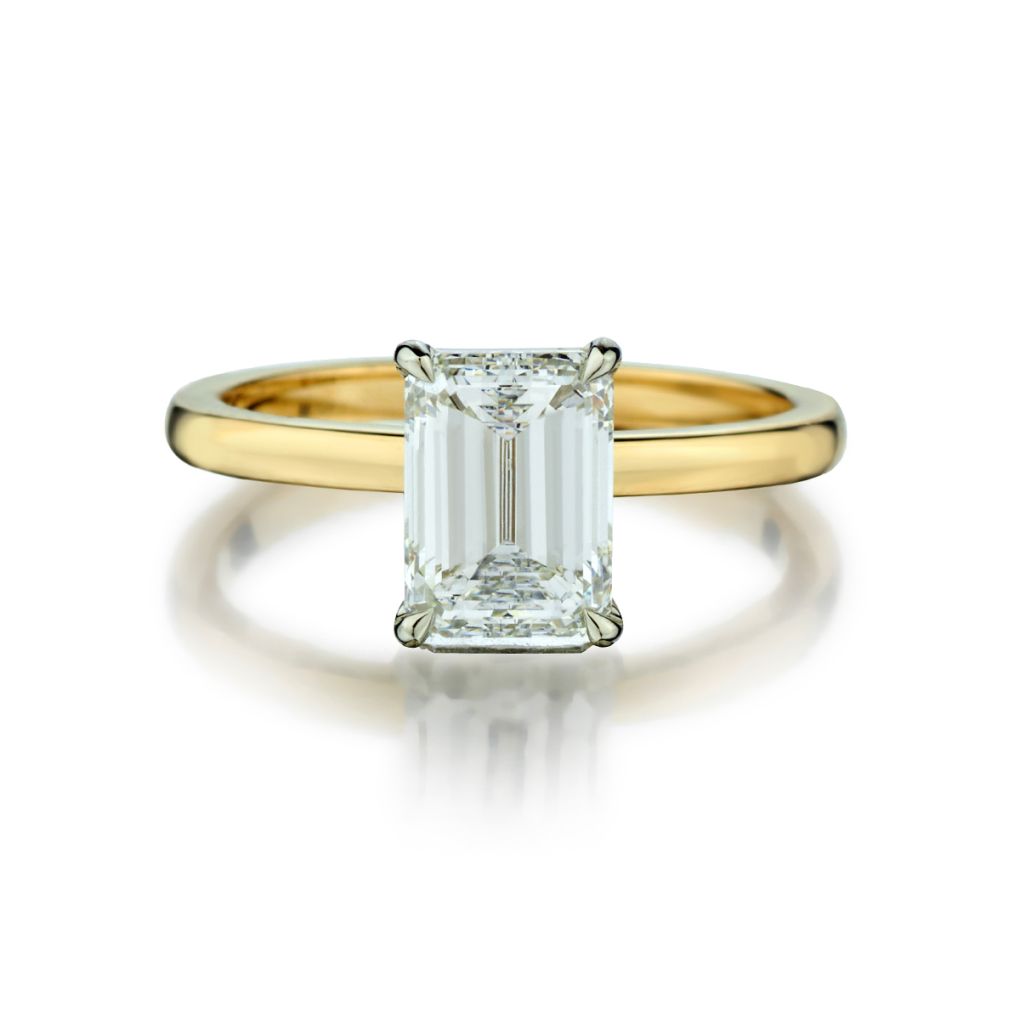 Ladies 18kt Yellow Gold Emerald Cut Diamond Solitaire. 1.51ct