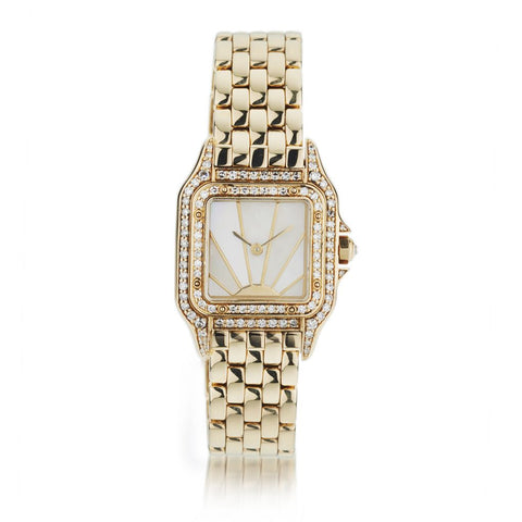 Cartier Yellow Gold Panther Diamond Sundial Dial Watch. Limited Edition
