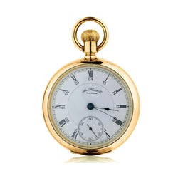 Waltham Vintage Open Face Pocket Watch in 18kt Yellow Gold.