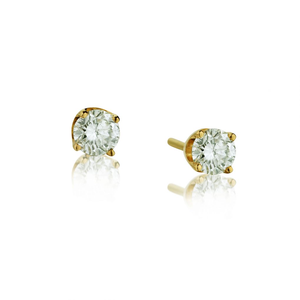 Ladies 18kt Yellow Gold Diamond Stud Earings. 2 x 1.10ct Tw