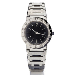 Bvlgari Ladies Stainless Steel Black Dial 26MM Quartz Watch