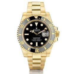 Rolex Oyster Perpetual Submariner Yellow Gold Black 40MM Watch 2020