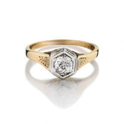 0.60 Carat Old-European Cut Diamond Bezel-Set Engagement Ring