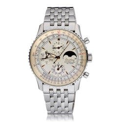 Breitling Montbrilliant Triple Date Moon Silver Dial S/S Watch