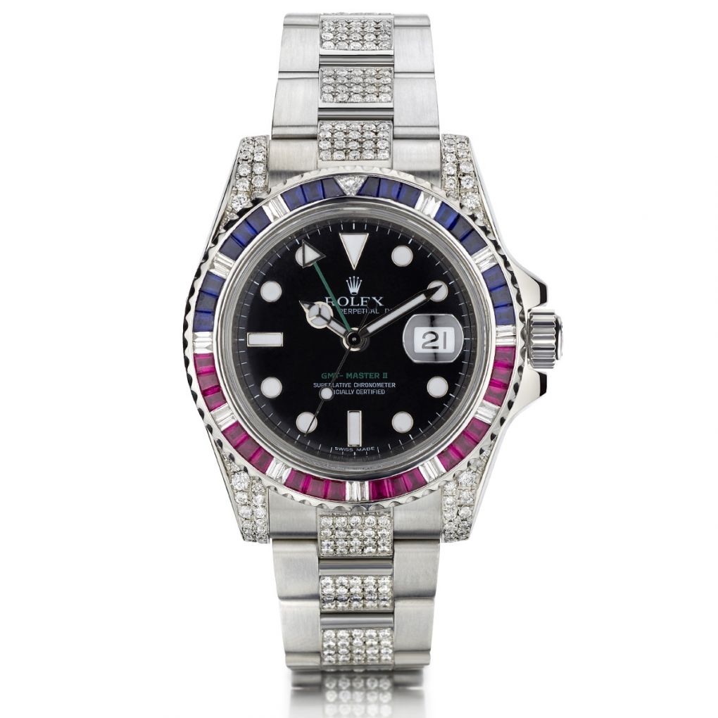Rolex Oyster Perpetual GMT Master II Sapphire, Ruby & Diamond Watch ...
