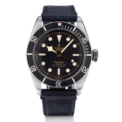 Tudor Black Bay "Smiley " in Steel with Rose Dial. Black Leather Band.