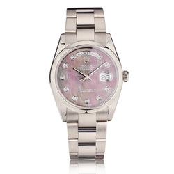Rolex Oyster Perpetual Day-Date White Gold Tahitian MOP Diamond Watch