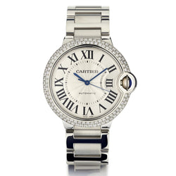 Cartier Large-Size Steel And Diamond Ballon Bleu Watch