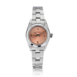 Rolex Oyster Perpetual Stainless Steel Ladies Salmon Dial Watch