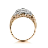 Vintage Unisex 14kt Rose Gold Diamond  Ring. 1.00Tw Mine Cuts. Circa 1840.