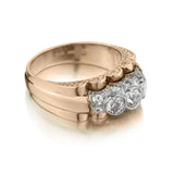 Vintage Unisex 14kt Rose Gold Diamond  Ring. 1.00Tw Mine Cuts. Circa 1840.