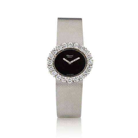 Chopard 18KT White Gold And Diamond Oval Dress Watch