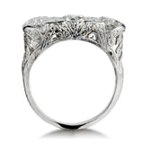 Edwardian Platinum Vintage Three-Stone European Cut Diamond Ring