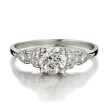 Vintage 0.95 Carat European Cut Diamond Platinum Ring