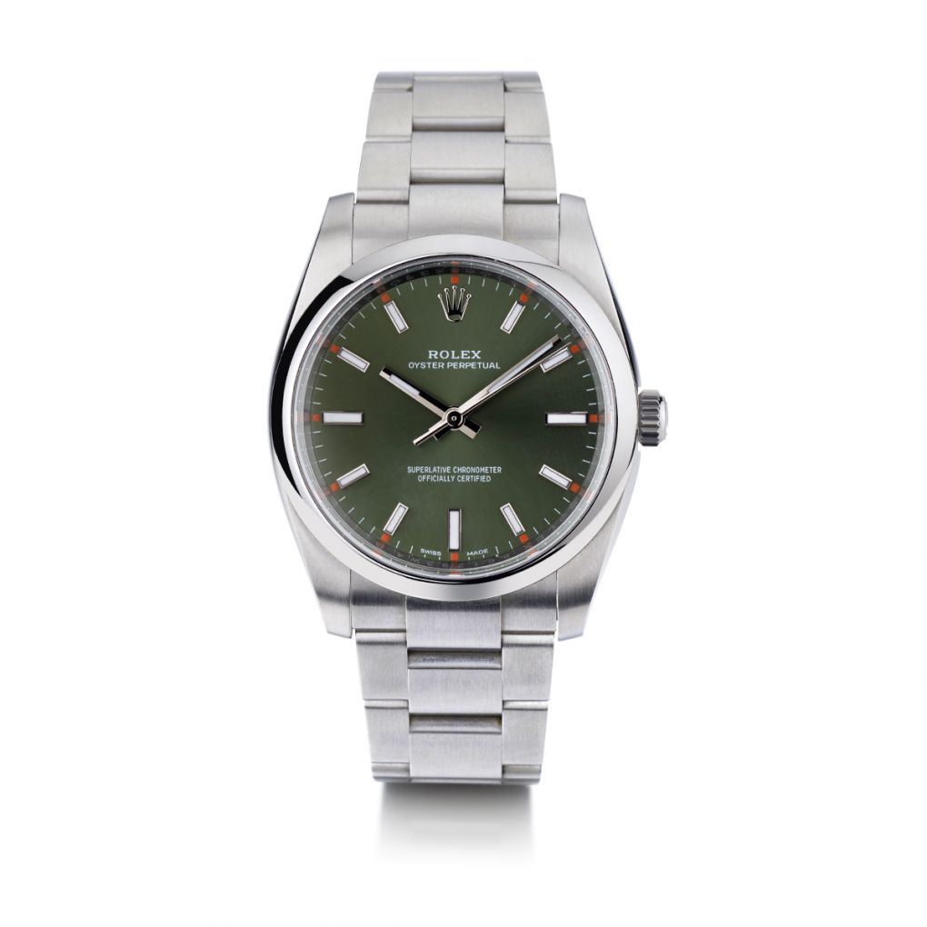 Rolex Oyster Perpetual Green Olive Dial 34MM S/S Watch – Van Rijk