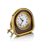 Cartier Mechanical Burgundy And Gold Plated Desk/Travel Clock