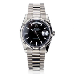 Rolex Oyster Perpetual WG Day-Date President Black Dial Watch