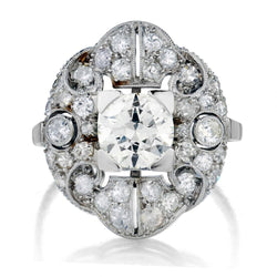 Ladies Platinum Diamond Ring 2.35ct Tw. . Circa 1930's