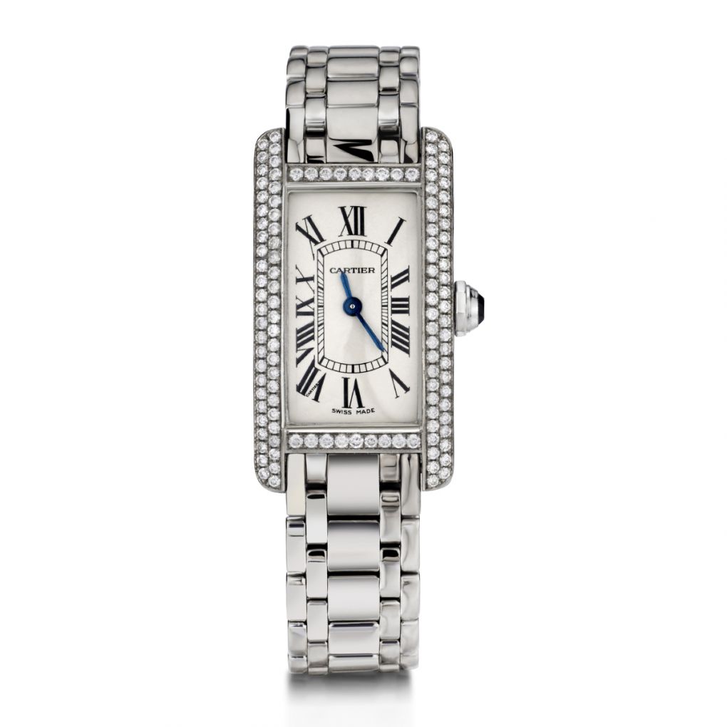 Cartier Ladies Tank Americaine 18KT White Gold Aftermarket Diamond Wat ...