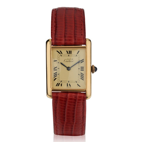 CARTIER TANK LARGE MANUAL VERMEIL PLATED WRISTWATCH