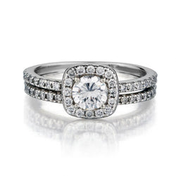 Ladies 14kt white gold diamond halo ring. 1.60 ctw
