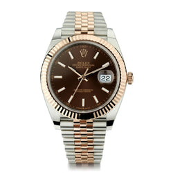 Rolex 18KT Rose Gold And Steel Chocolate Dial Datejust II Watch