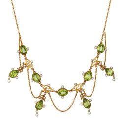 Victorian 15kt Y/G Peridot and Seed Pearl Necklace.