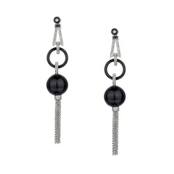 Ladies 18kt W/G Art Deco Inspired Diamond and Onyx Pendant Earings.
