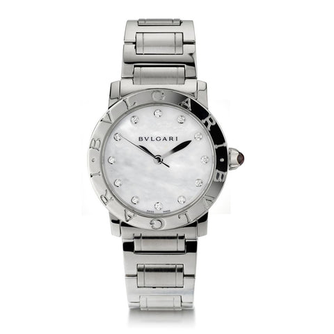 Bvlgari White Mother Of Pearl And Diamond Ladies Lvcea Watch